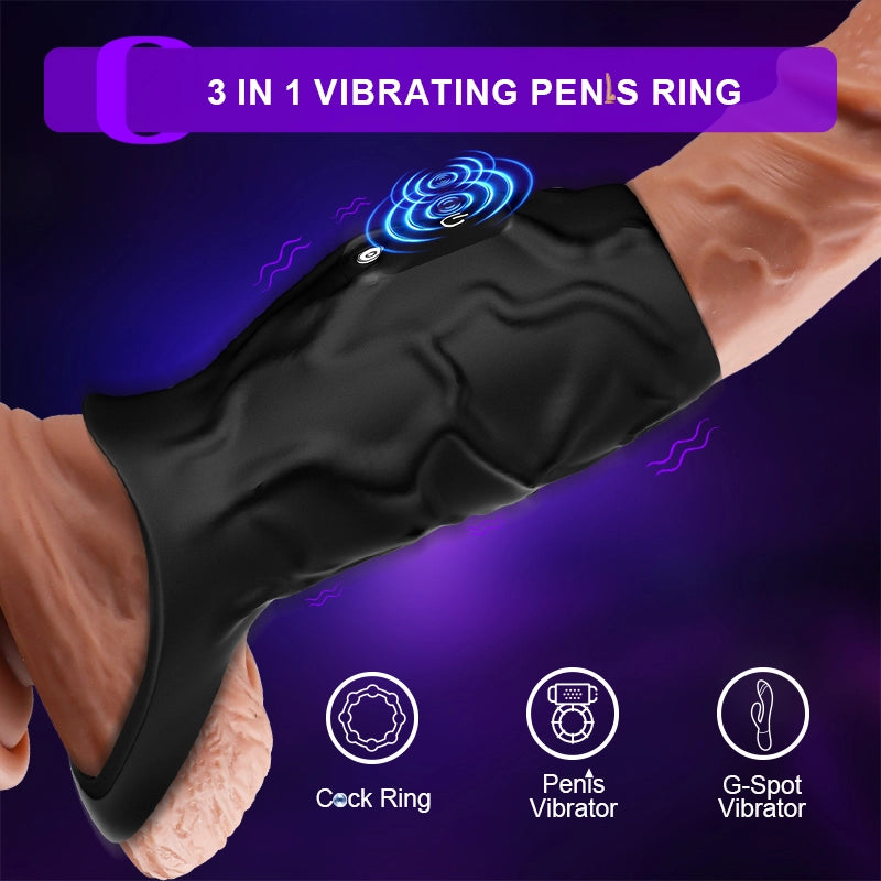 10 Vibration Penis Sleeve with Remote Control and Cock Ring