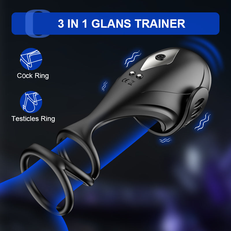 Glans Trainer with App Control 9 Vibration Modes & Adjustable Flexible Penis Ring