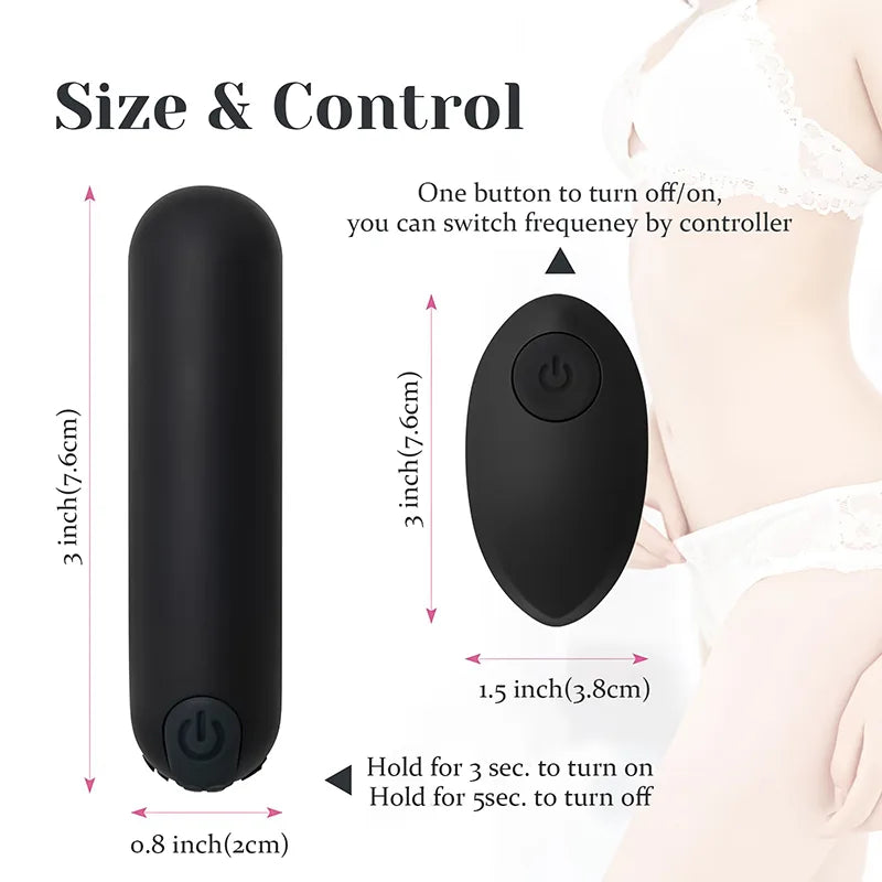 Mini Bullet Vibrator 10 Vibration Wireless Remote Control