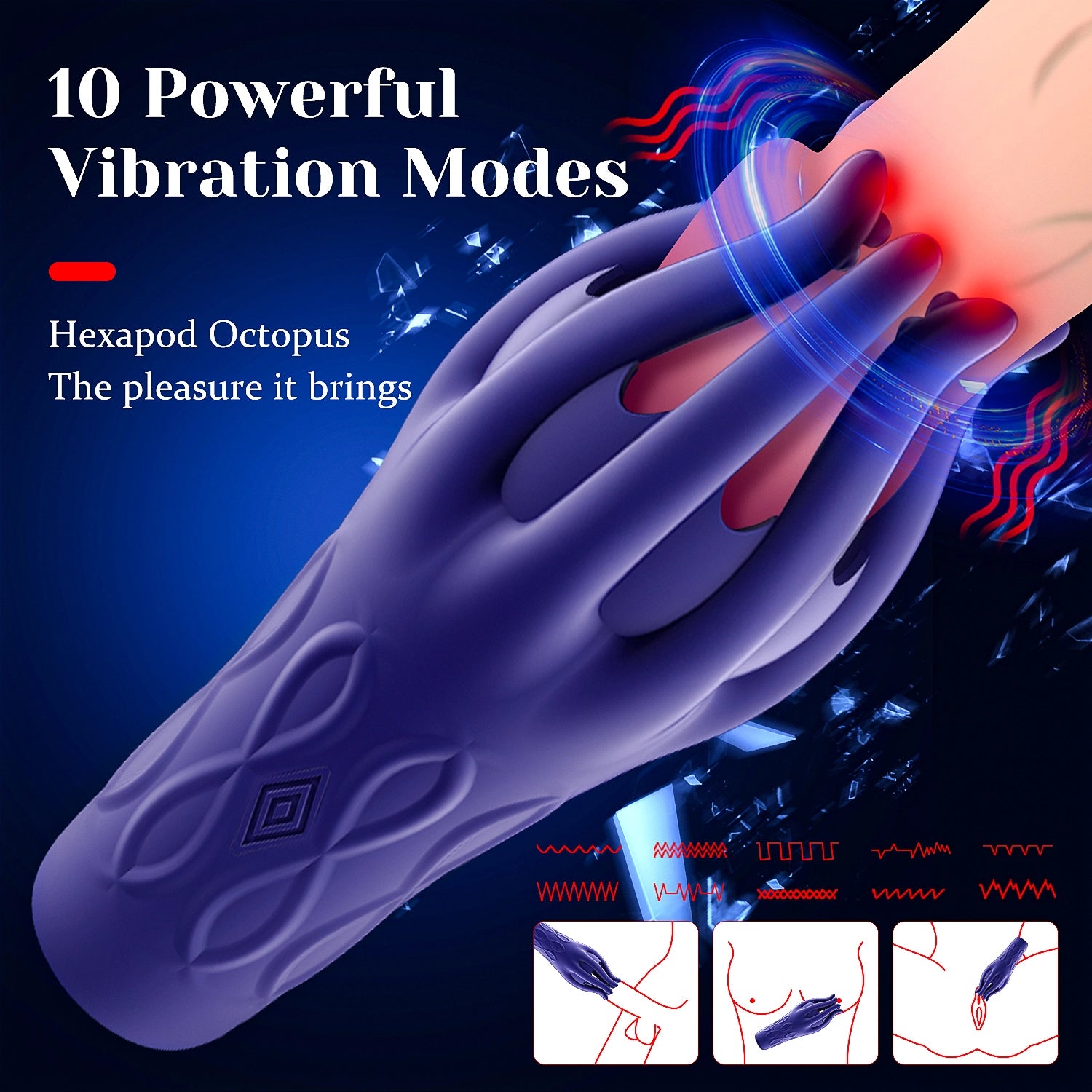 Glans Trainer with 10 Vibration Modes Squid Tentacle Design Stimulator