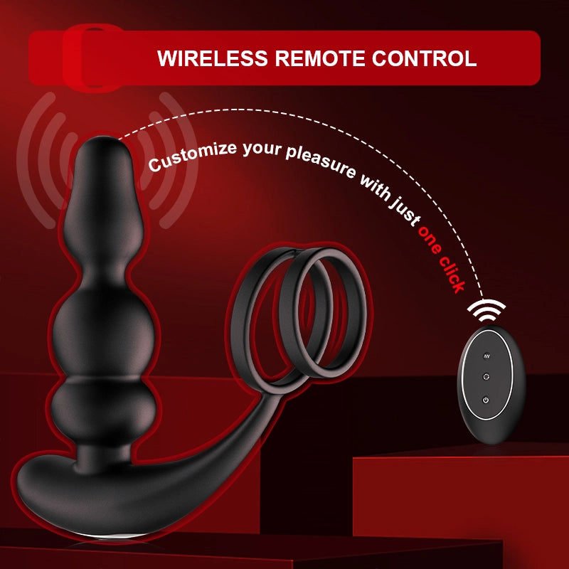 Wearable Beaded Prostate Massager 9 Rotation & Vibration Modes Remote Control