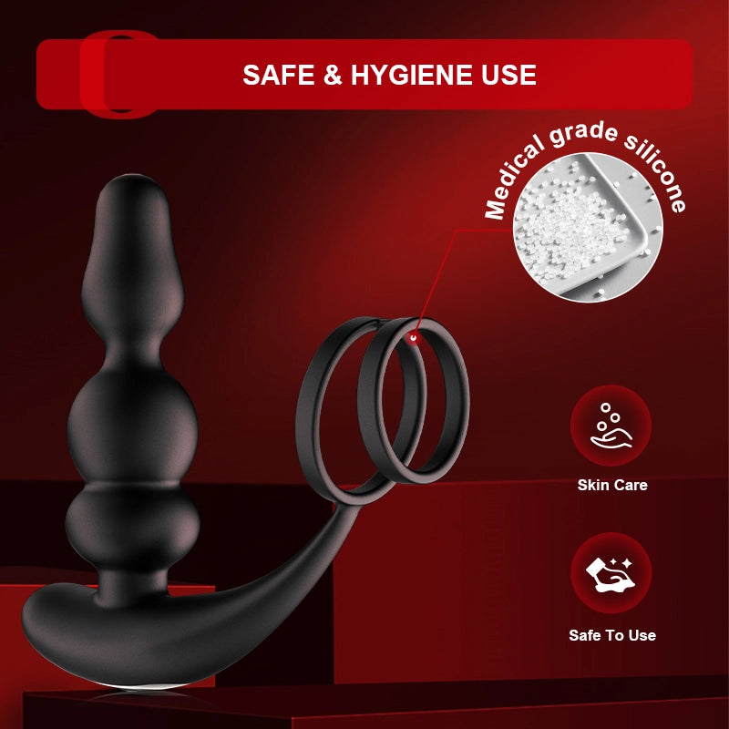 Wearable Beaded Prostate Massager 9 Rotation & Vibration Modes Remote Control