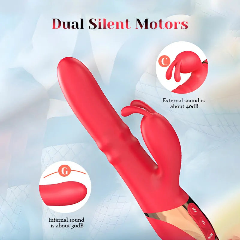 2 In 1 Rabbit Vibrator with Thrusting Vibrating Tapping Function