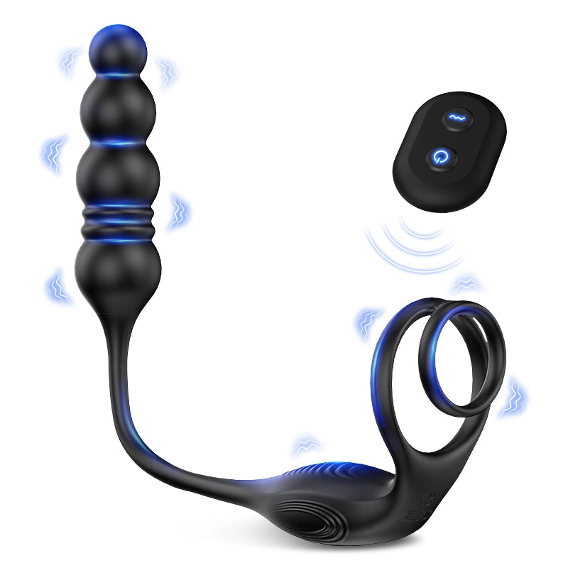 3 in 1 Anal Beads With Vibrating Massage Ring - Lovetoyshub 3 in 1 Anal Beads With Vibrating Massage Ring - Lovetoyshub