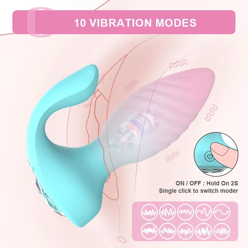 2 In 1 Butt Plug 10 Vibration Remote Control Anal Clitoris Stimulator