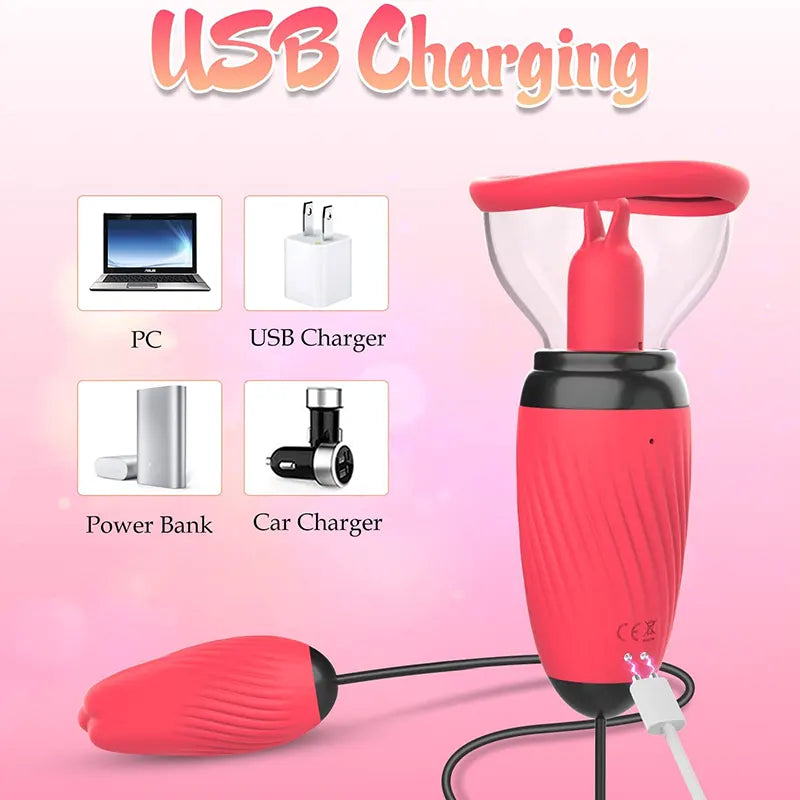 6 Sucking & 10 Licking Vibrating Modes Nipple Sucker Toys
