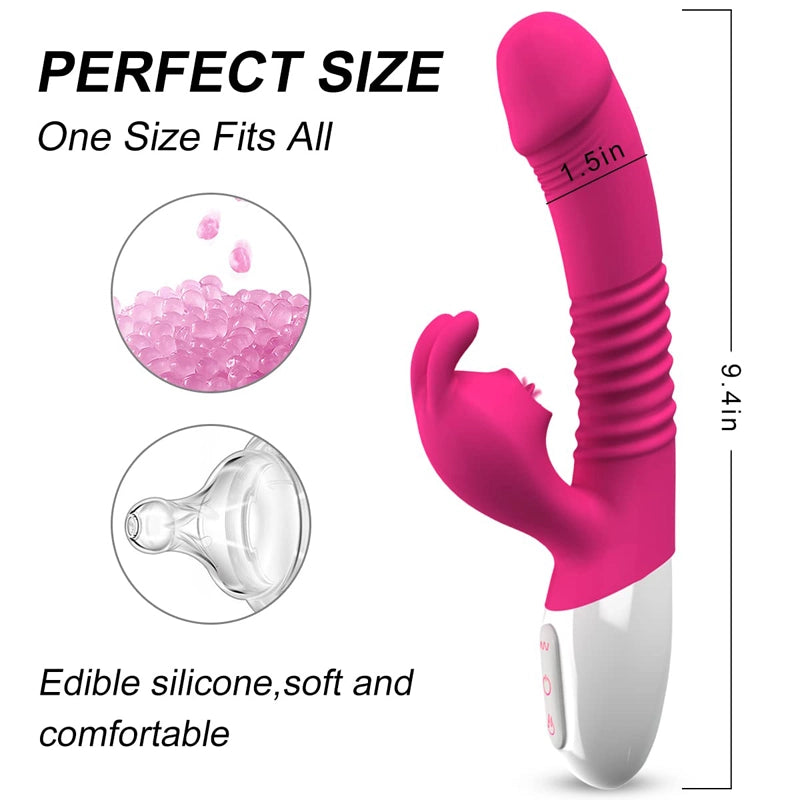7 Vibration & Licking Modes Double Penetration Rabbit Vibrator