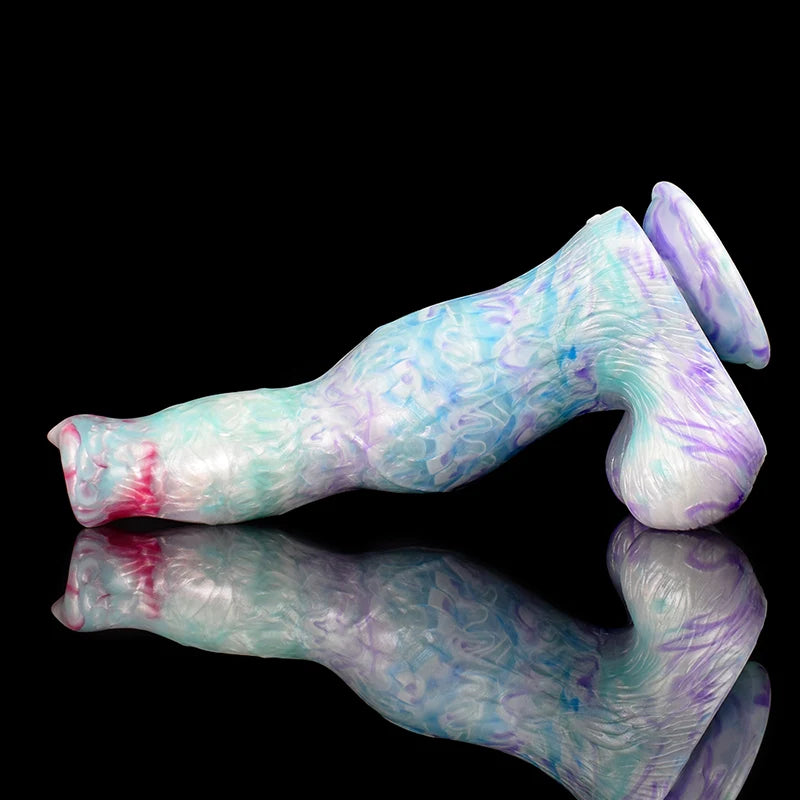 10.74Inch Mixed Color Silicone Dog Dildo with Realistic Testicles