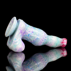 10.74Inch Mixed Color Silicone Dog Dildo with Realistic Testicles