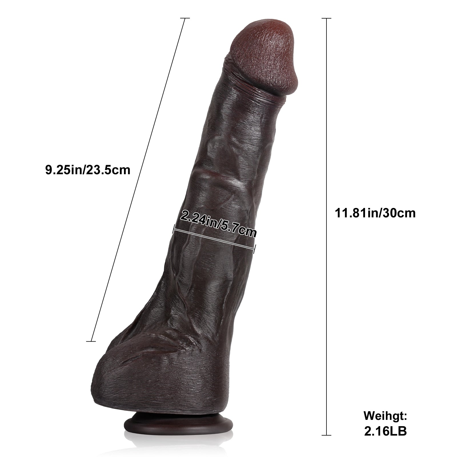 11.8" Lifelike Slim Dildo with Keel
