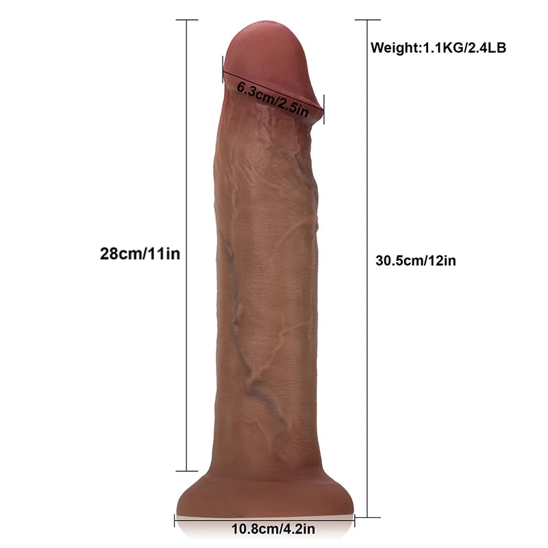 12" Realistic Soft Brown Thick Huge Anal Dildo