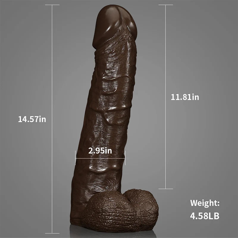 13.78-14.57Inch Ultra Realistic Black Giant Thick Dildo