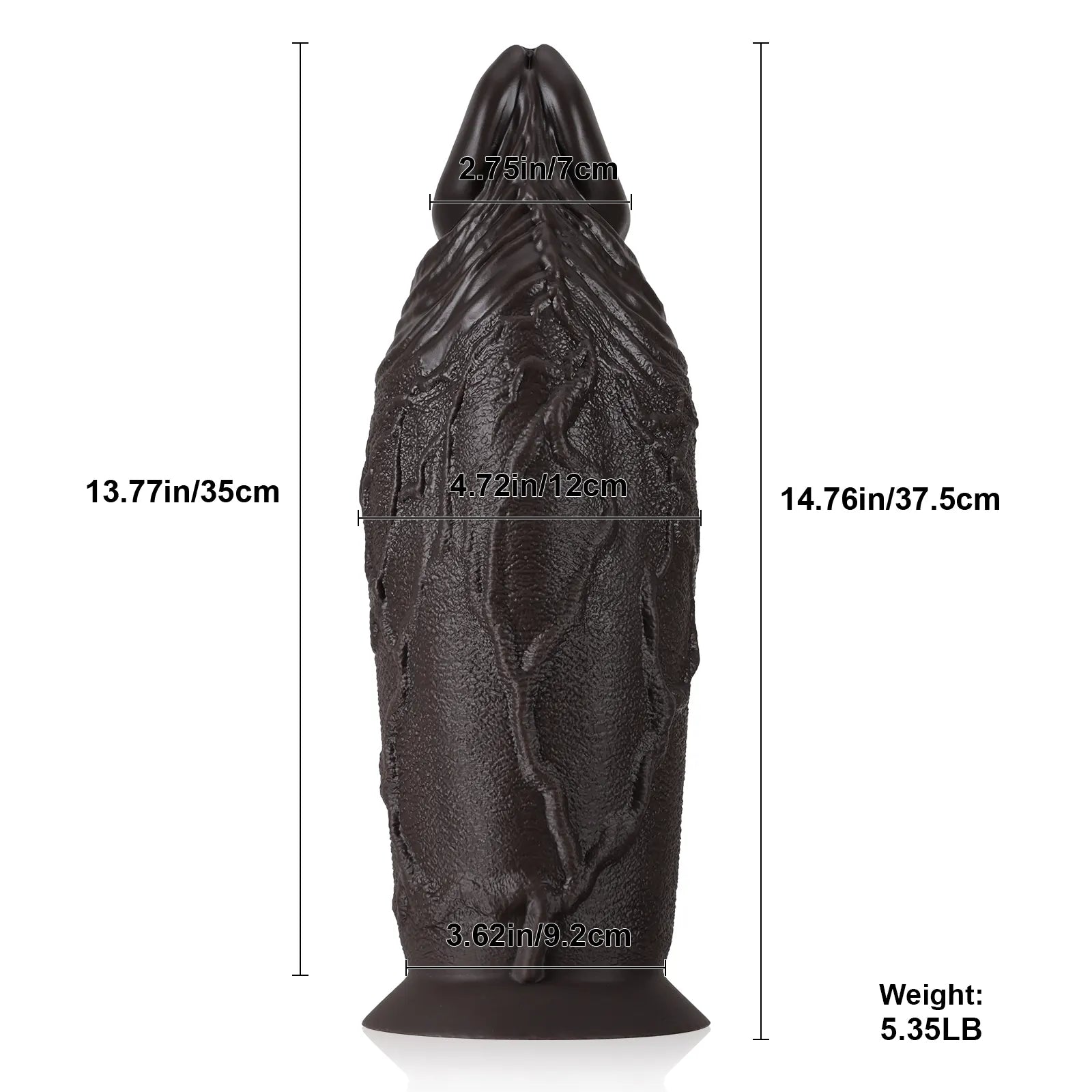 14.76" Huge Fat Black Anal Dildo