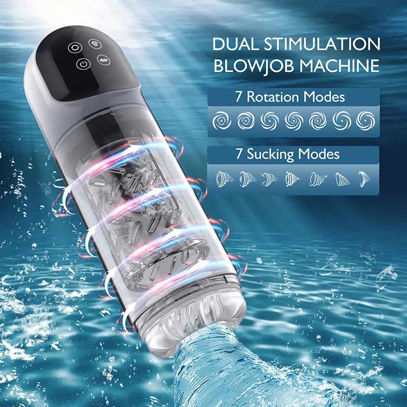 2 In 1 Touch Screen Blowjob Machine Dual Stimualtion Water Vacuum Pump