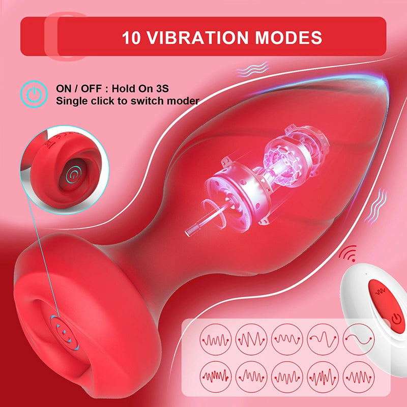 4PCS Remote Control Butt Plug Set With 10 Vibrating Modes