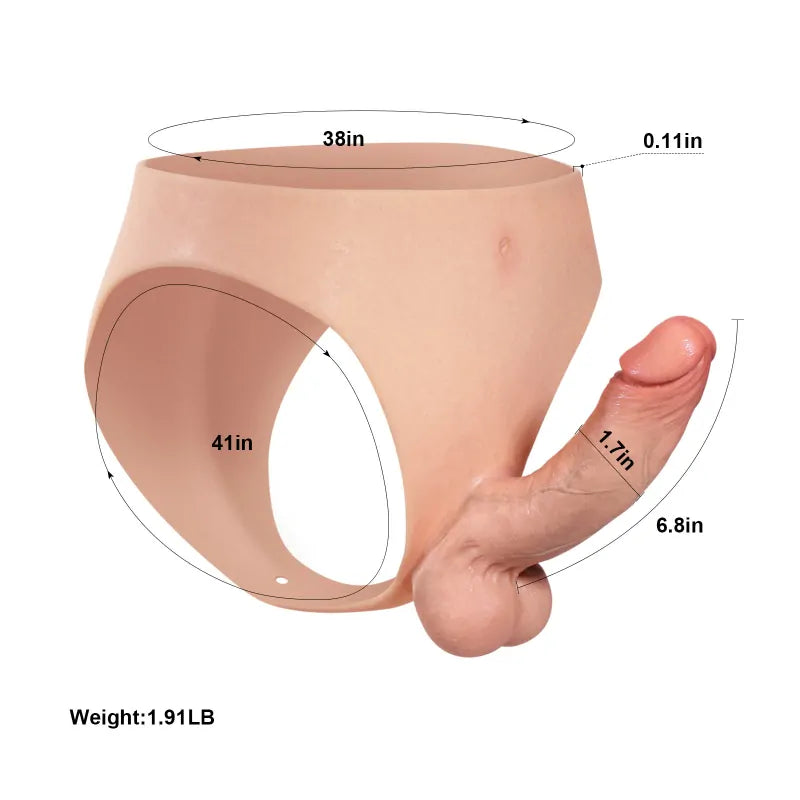 6.8" Wearable Solid Shaft Soft Balls Silicone Strap-On Dildo For Lesbian Couples