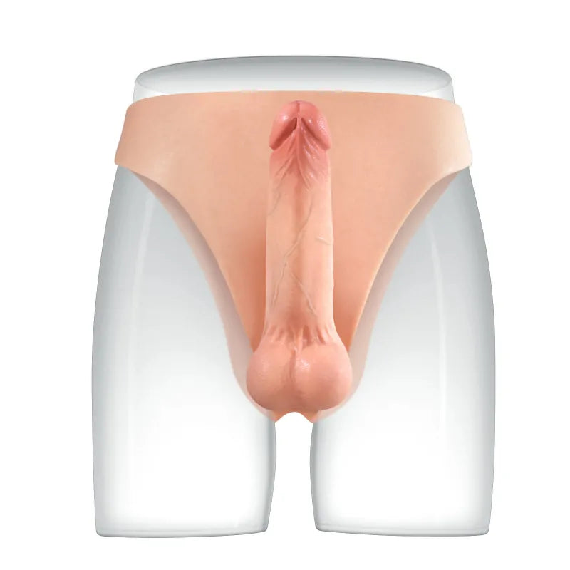 6.8" Wearable Solid Shaft Soft Balls Silicone Strap-On Dildo For Lesbian Couples