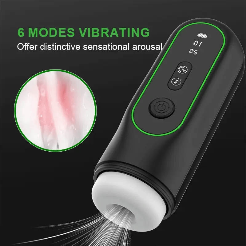 6 In 1 Sucking Thrusting Vibrating Heating Voice Auto Male Masturbator
