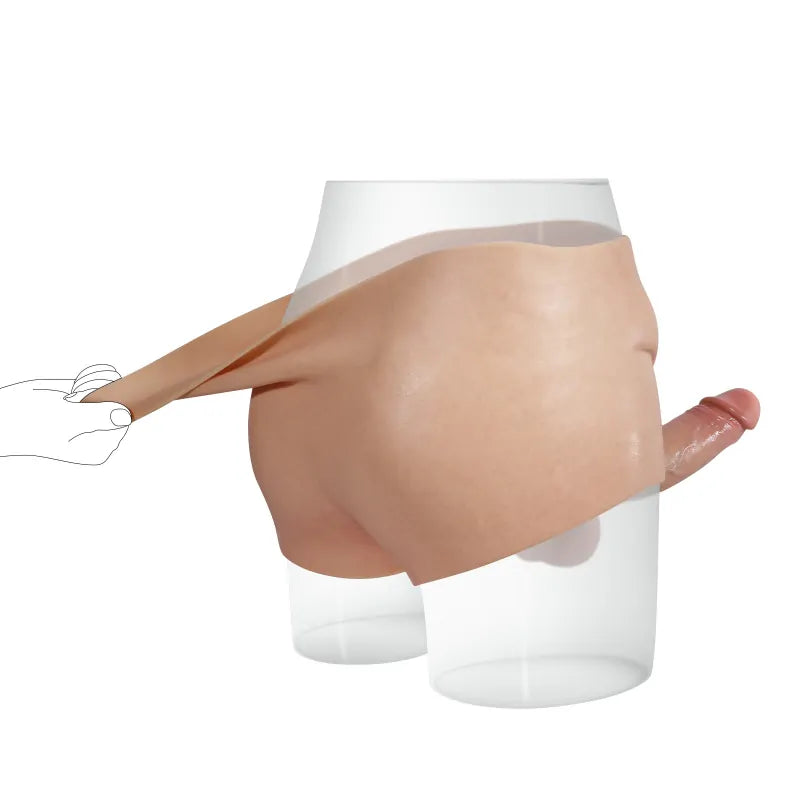 7.2" Full-Wrap Silicone Underwear Strap-On Dildo with Soft Cyber Skin