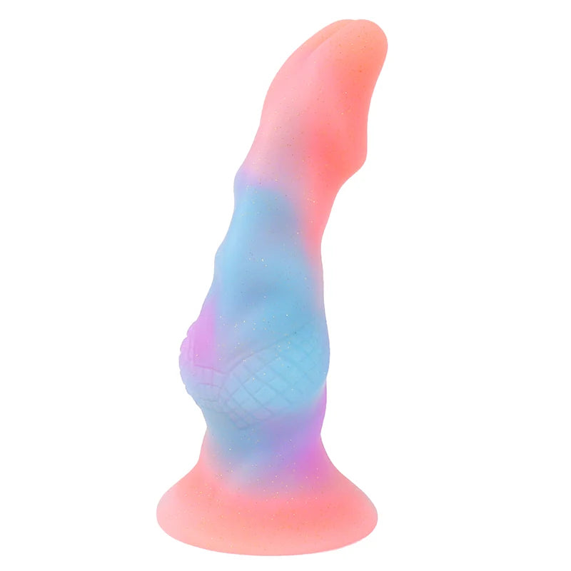 7.48Inch Mixed Color Silicone Monster Dildo - Luminous Glow-In-The-Dark