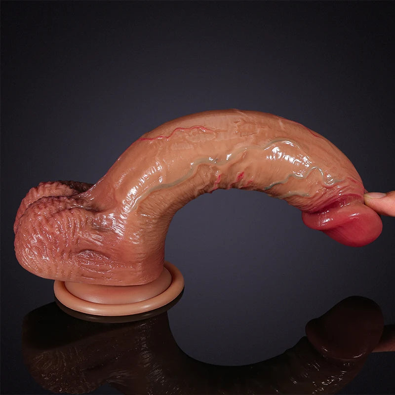 7.67Inch Ultra Realistic Textured Liquid Silicone Suction Cup Dildo
