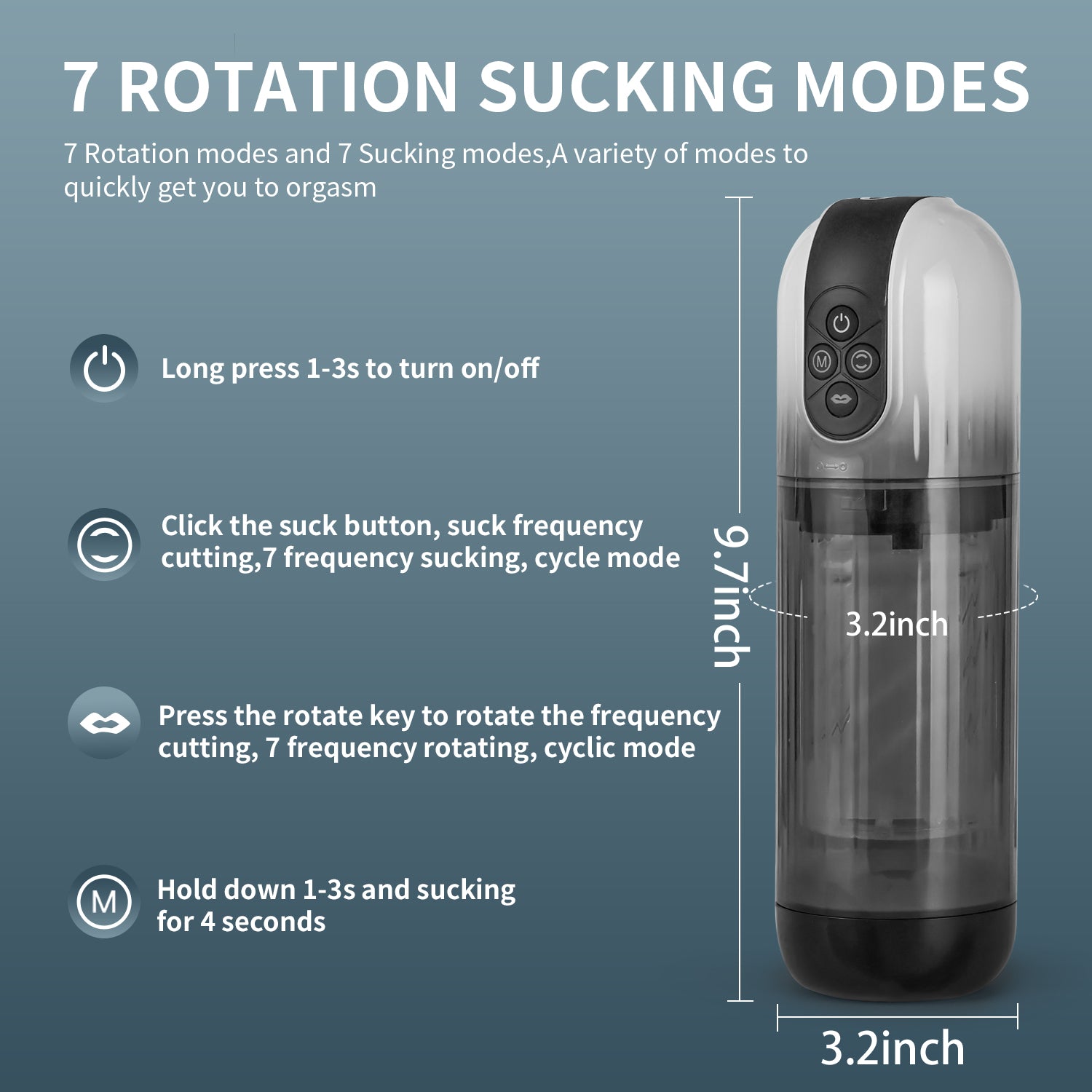7 Modes Rotating & Suction Wearable Tongue Licking Blowjob Machine Waterproof