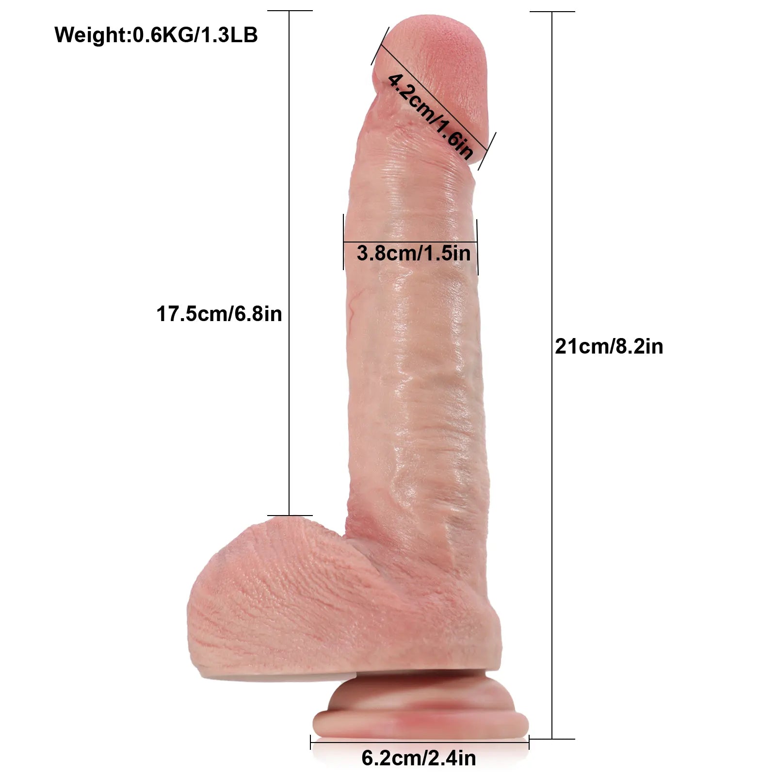 8.2" Real Feeling Big Mushroom Glans Dildo