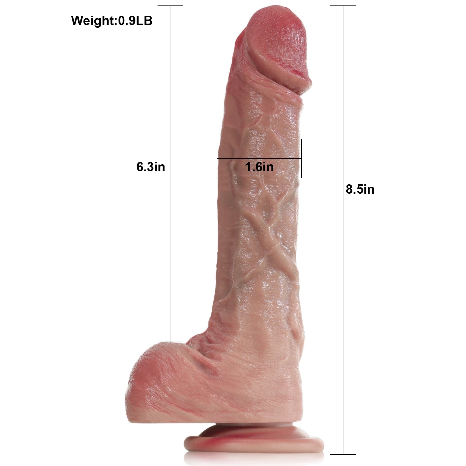 8.5" Lifelike Flesh Silicone Dildo