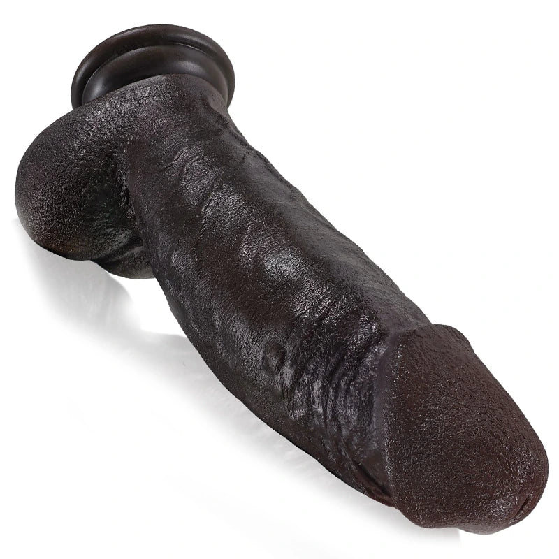 8.6" Lifelike Black Silicone Fat Dildo
