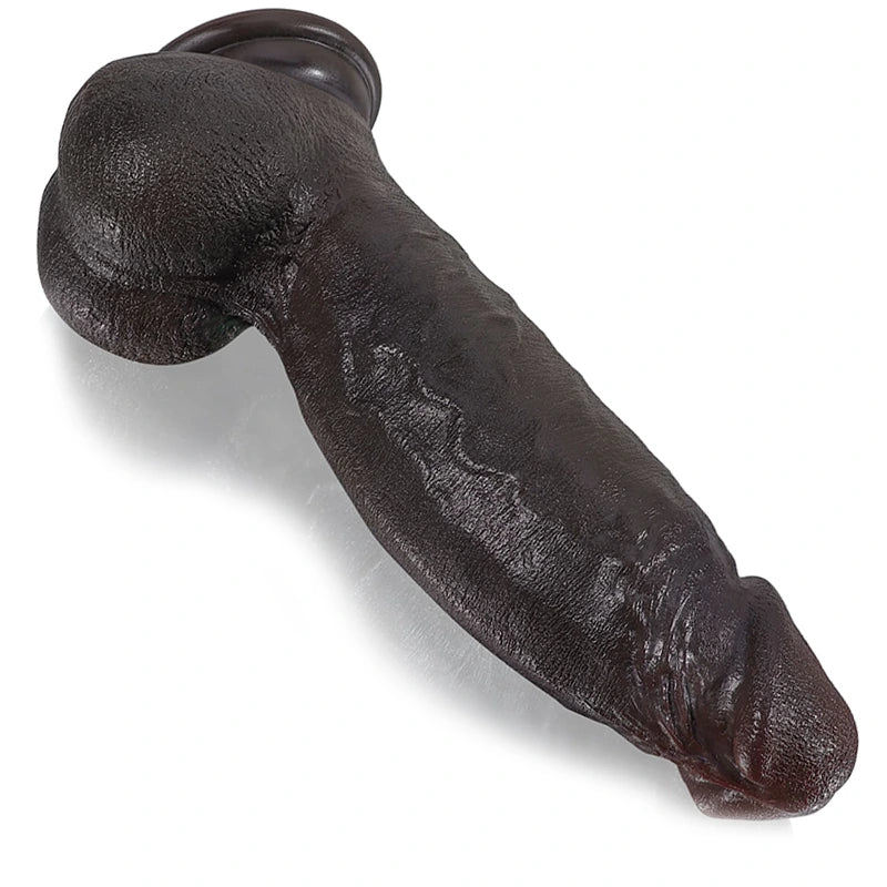 8.6" Lifelike Black Silicone Fat Dildo