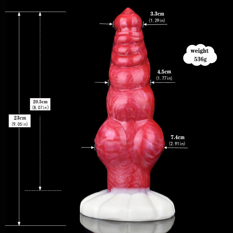 9.05Inch Multi-Knot Pointed Glans Silicone Dog Dildo