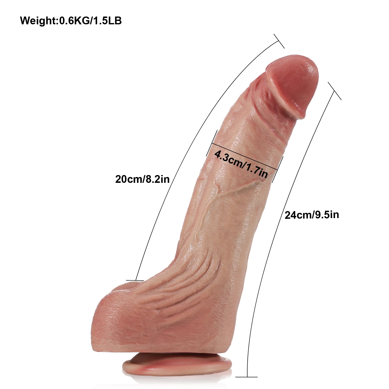 9.5" Ultra Realistic Flesh Silicone G-spot Dildo