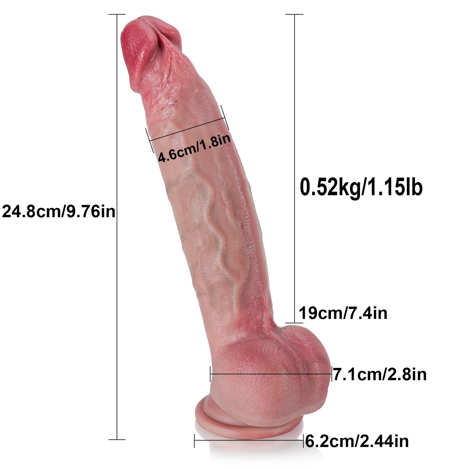 9.76" Flesh Silicone Hyper Realistic Dildo