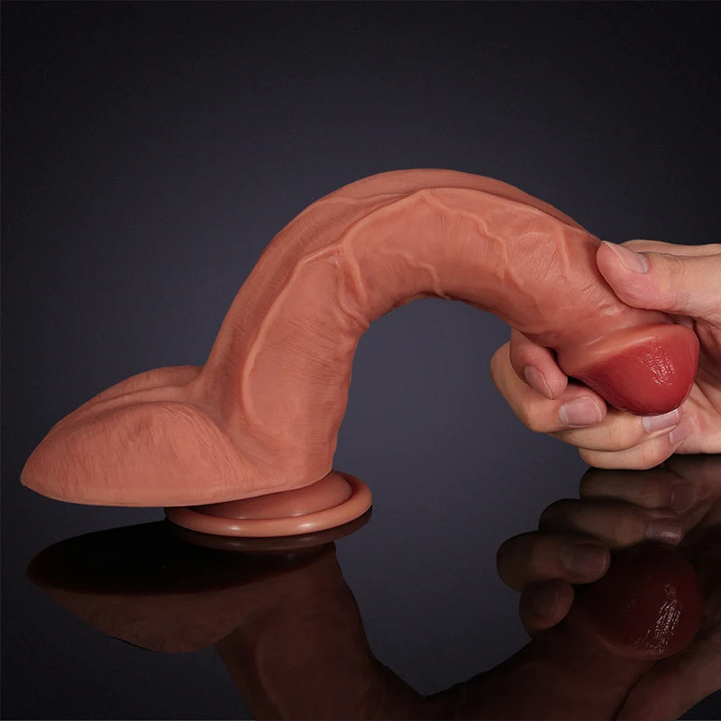 9.84Inch Lifelike Big Testicles Silicone Dildo