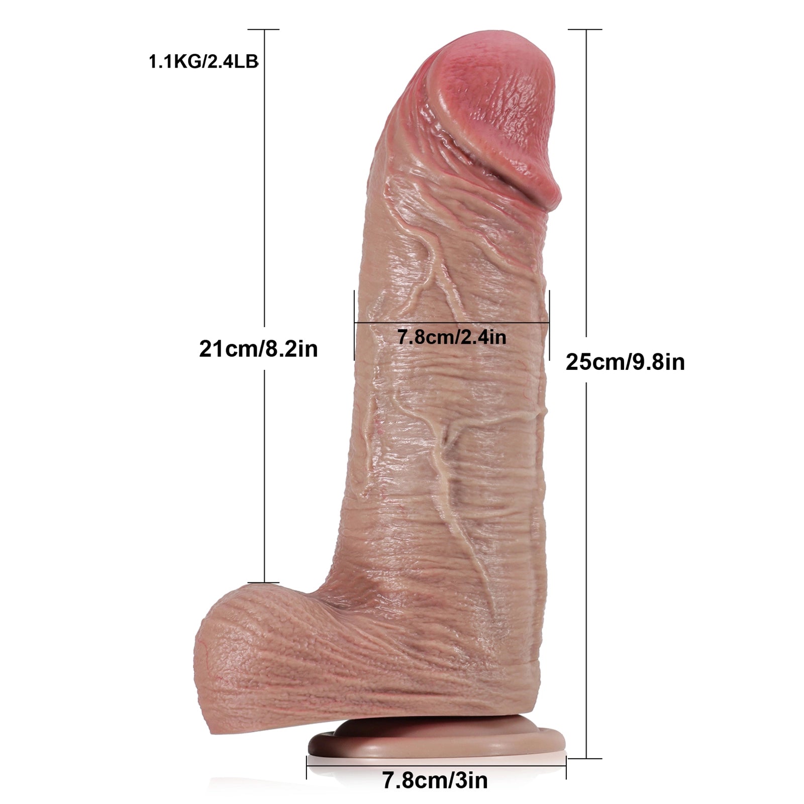 9.8" Lifelike Thick Big Sliding Skin Dildo
