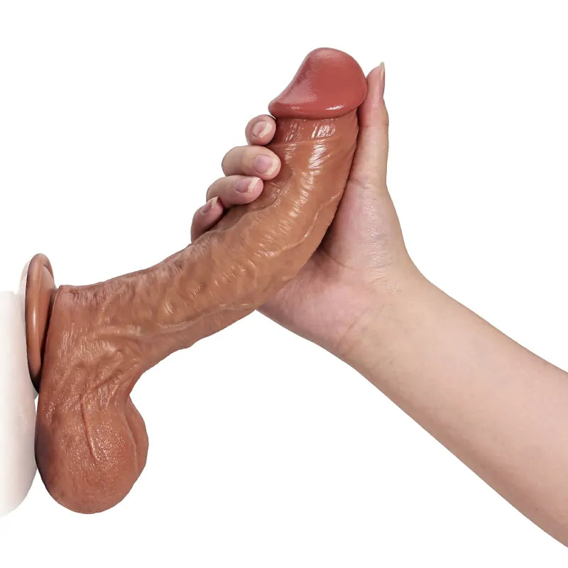 9" Soft Skin Silicone Flexible Realistic Dildo with Sliding Balls