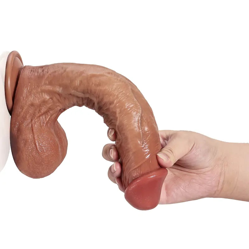 9" Soft Skin Silicone Flexible Realistic Dildo with Sliding Balls