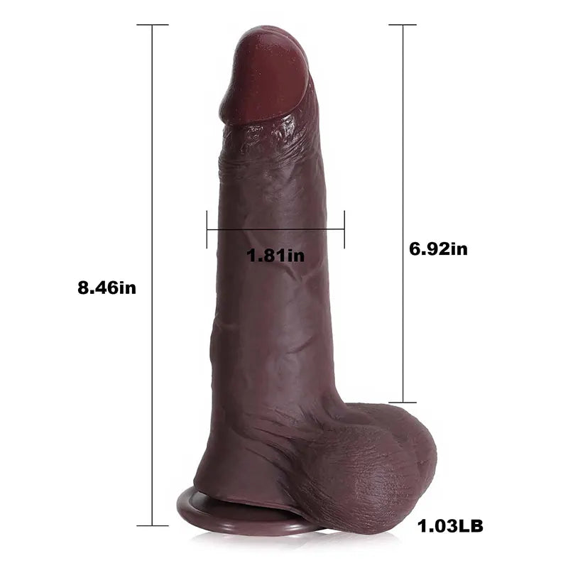 8.46" Black Silicone Sliding Skin Dildo with Movable Balls