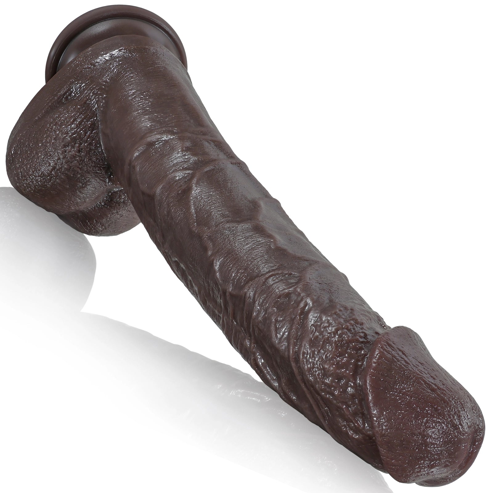 10.8" Large Black Dual Density Silicone Dildo