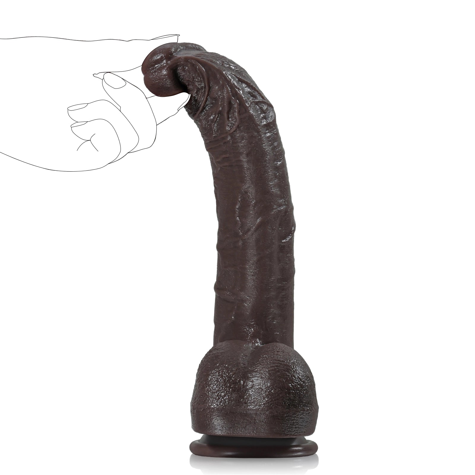 10.8" Large Black Dual Density Silicone Dildo