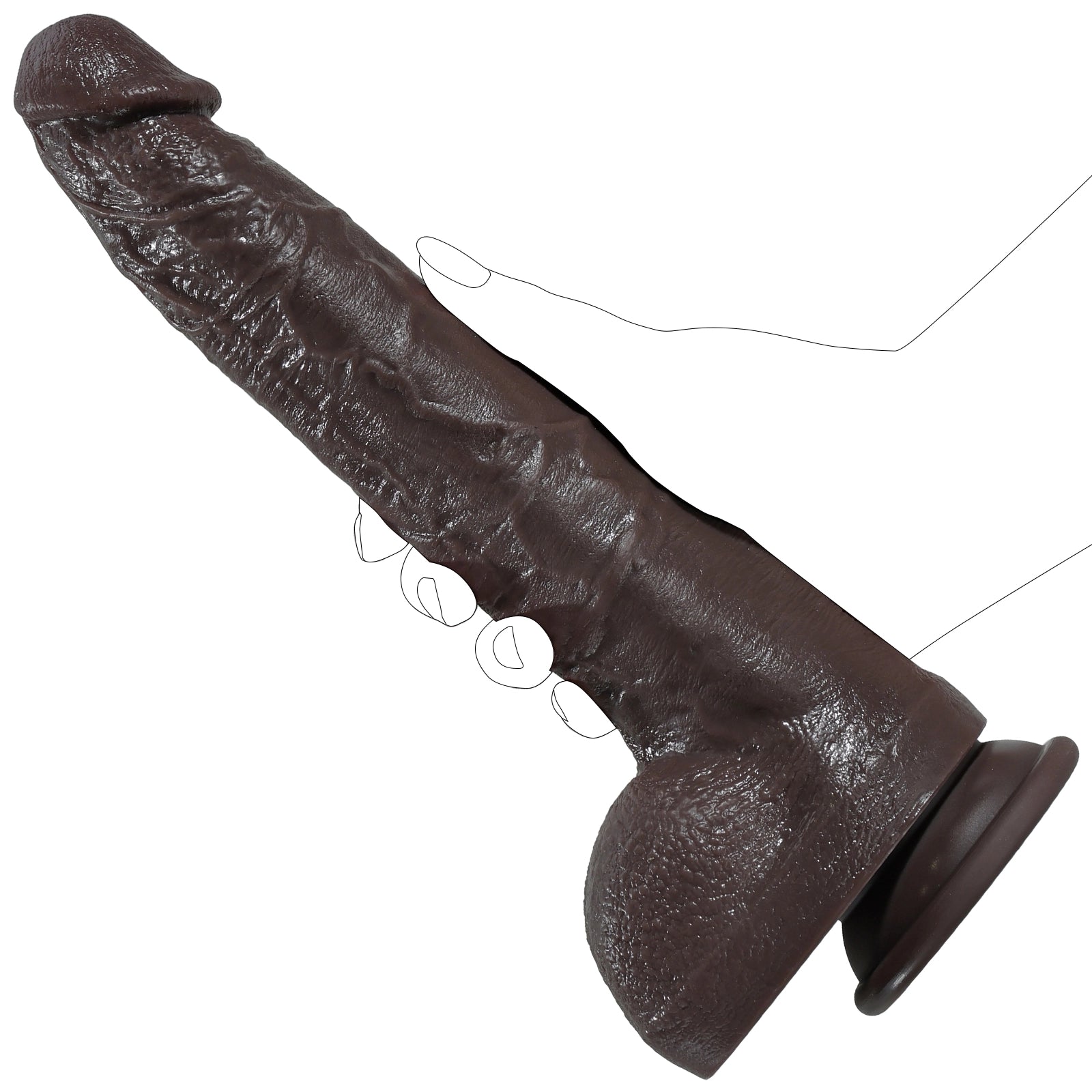 10.8" Large Black Dual Density Silicone Dildo