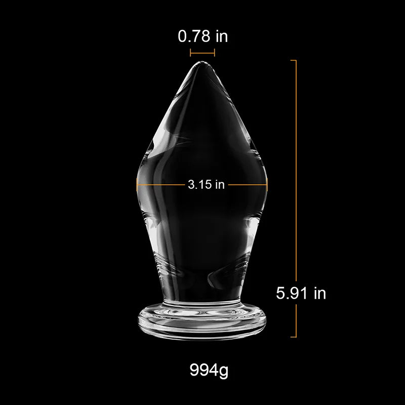 3Pcs Huge Transparent Glass Butt Plug