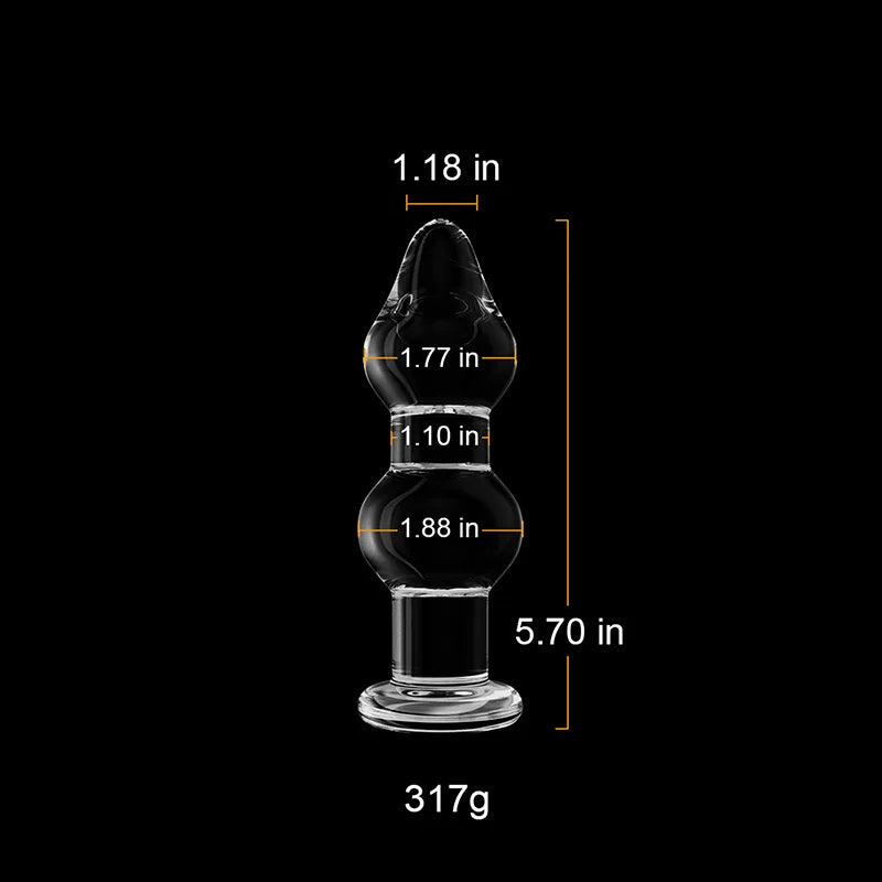 3Pcs Huge Transparent Glass Butt Plug