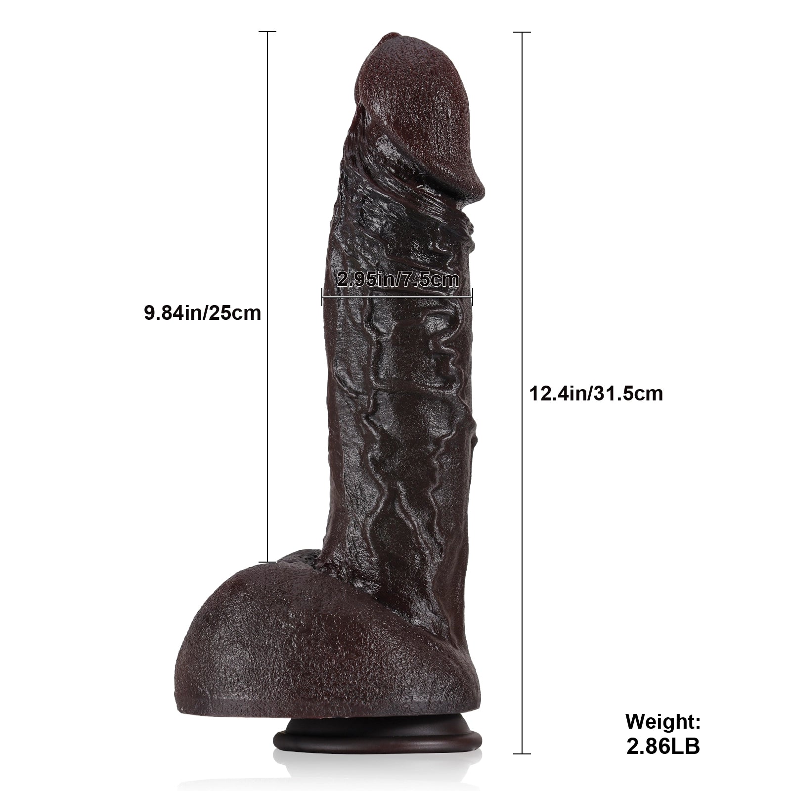 12.4" Giant Black Dildo with Flexible Keel
