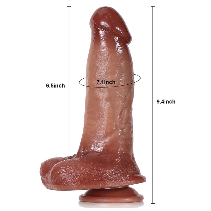 9.4" Lifelike Tan Silicone Thrusting & Vibrating  Dildo