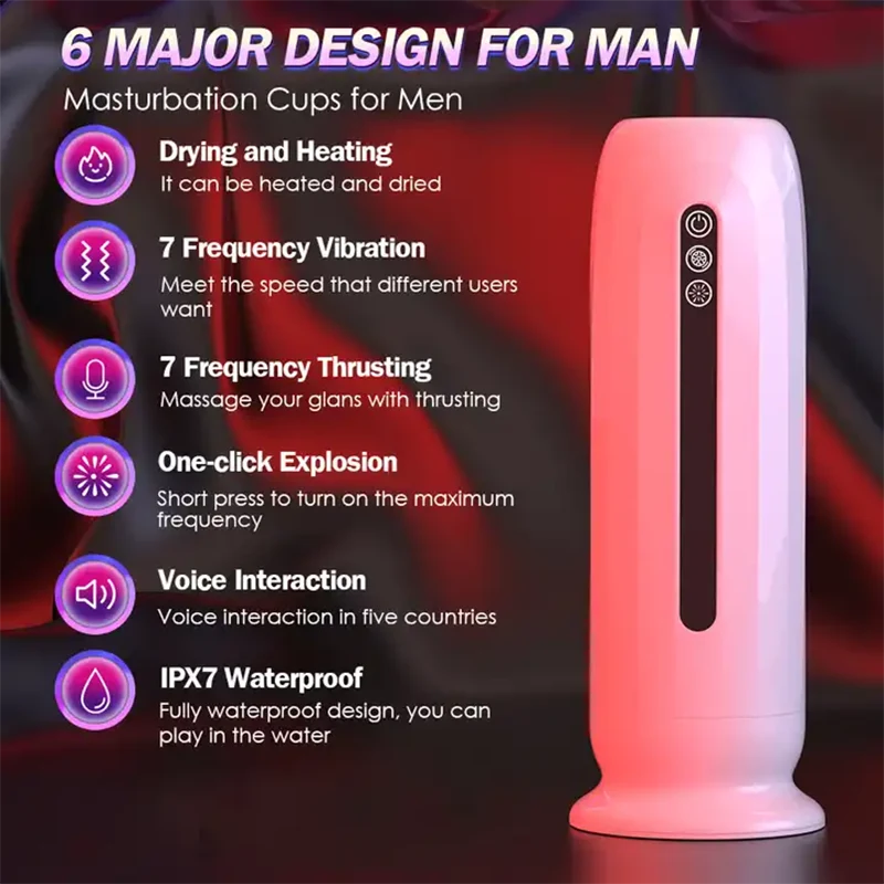 Men Automatic Stroker with Vibrating & Heating Base Waterproof