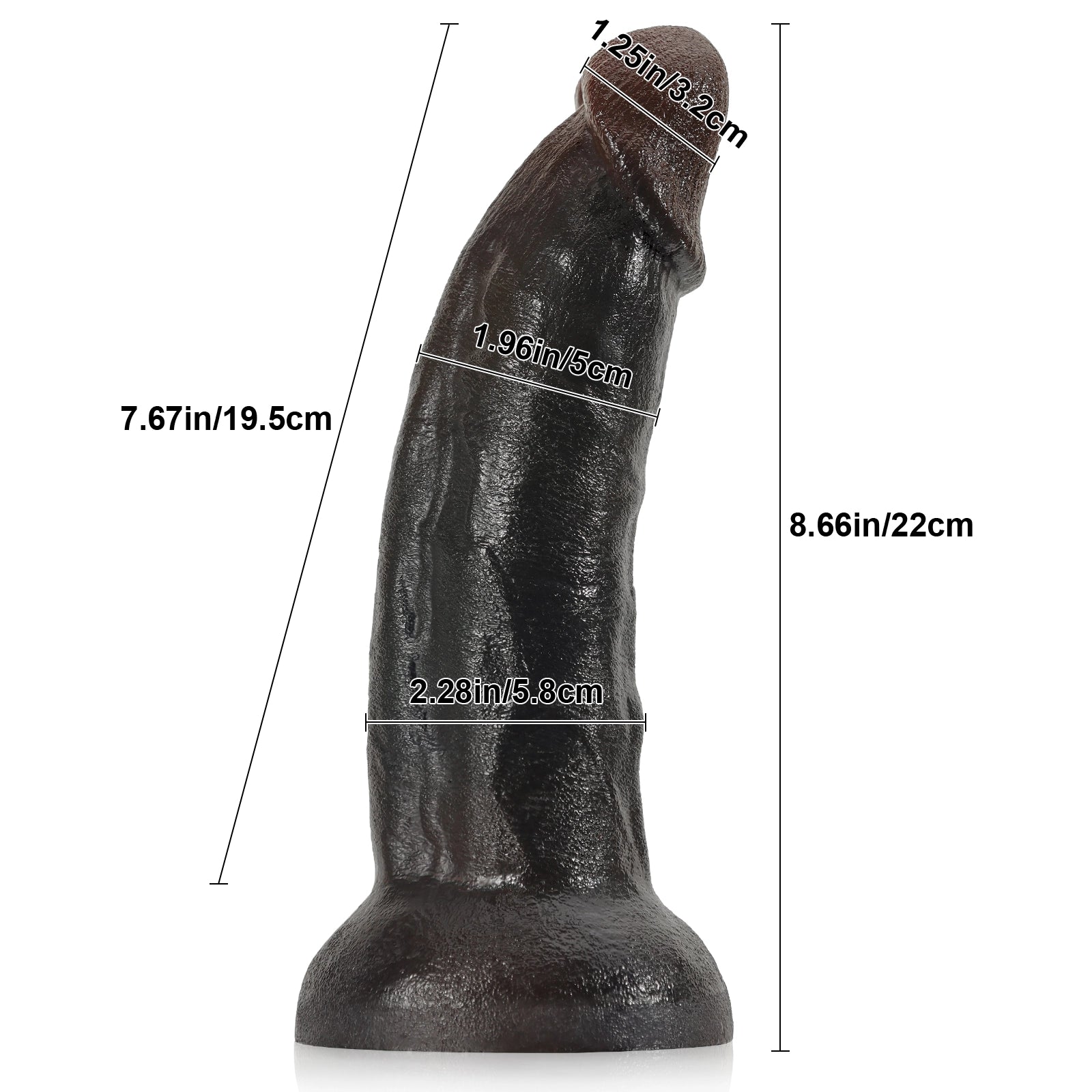 8.6"-12" Strong Suction Cup Silicone Black Anal Dildo