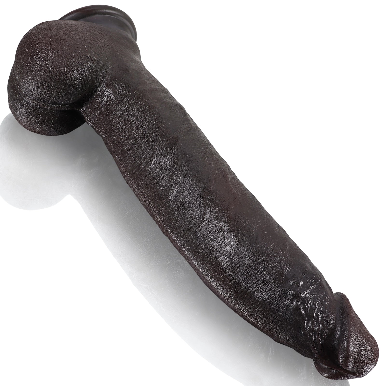 12" Realistic Large Silicone Black Dildo with Flexible Keel