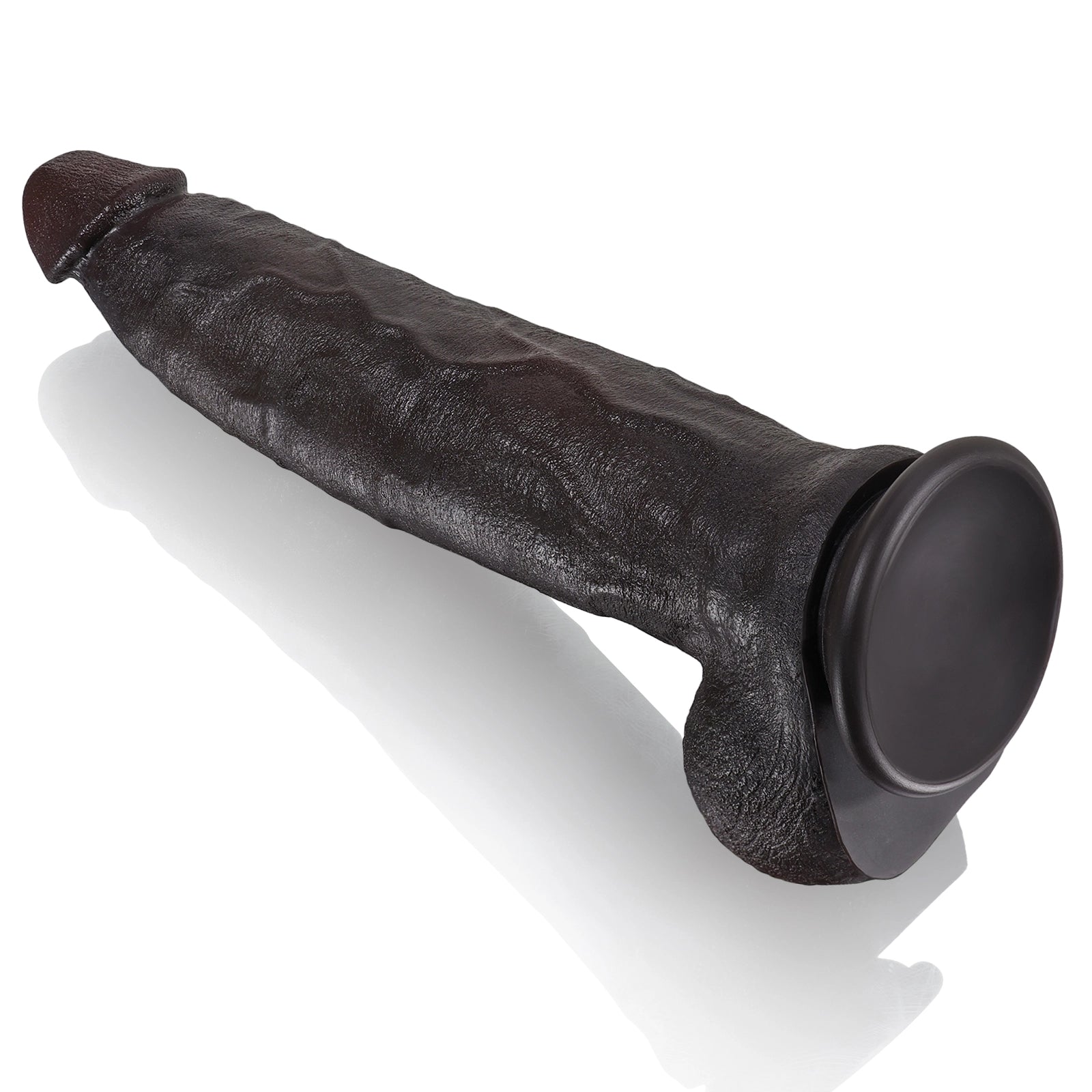 12" Realistic Large Silicone Black Dildo with Flexible Keel