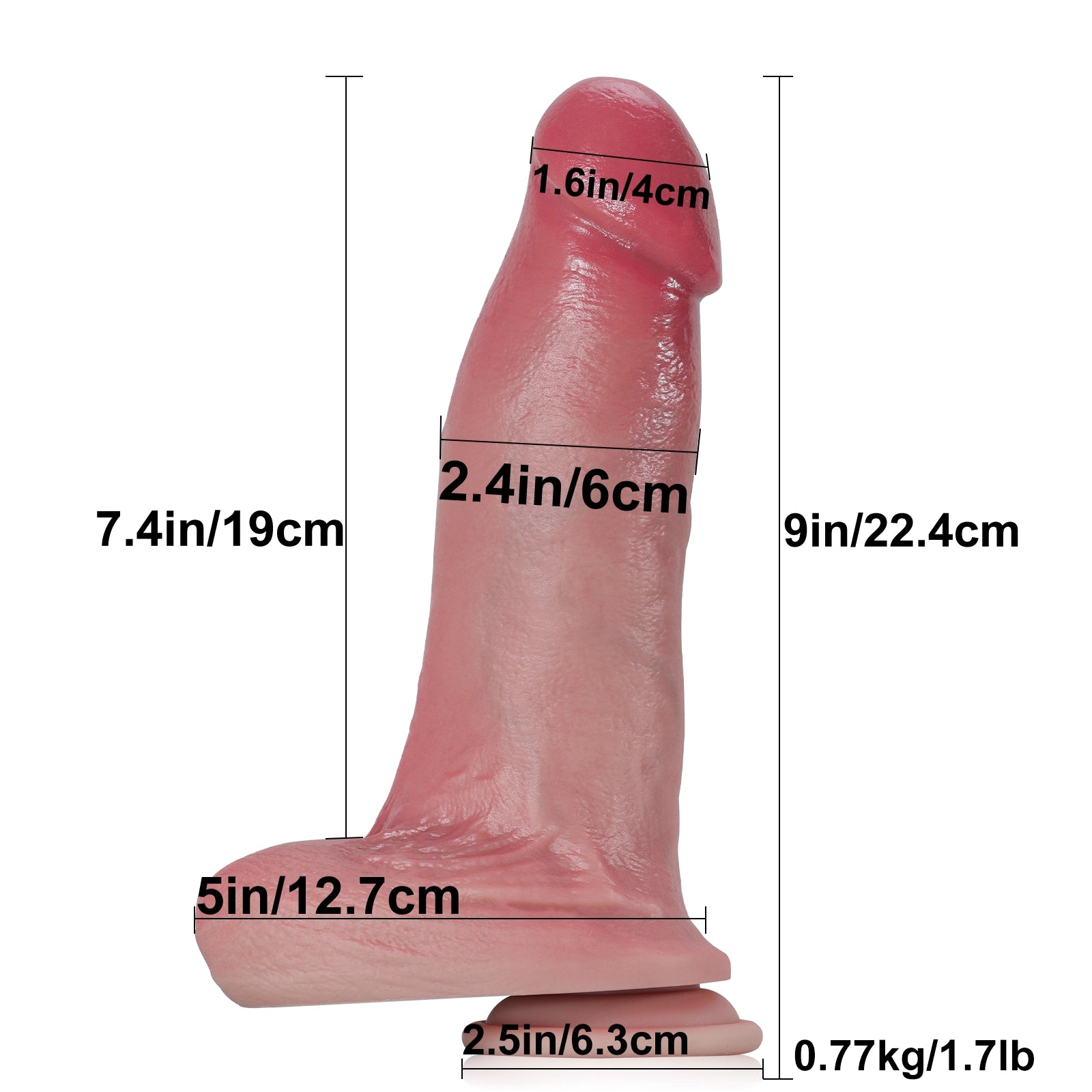 9" Lifelike Thick Silicone Dildo with 3 Modes Frequency Pulsating